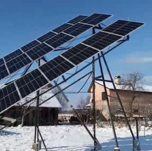 PSAT Одноосные ветроустойчивые солнечные трекеры с наклонной полярной осью 7 кВт 21 панель, AADAT двухосные 10 кВт — Украина, Дрогобыч