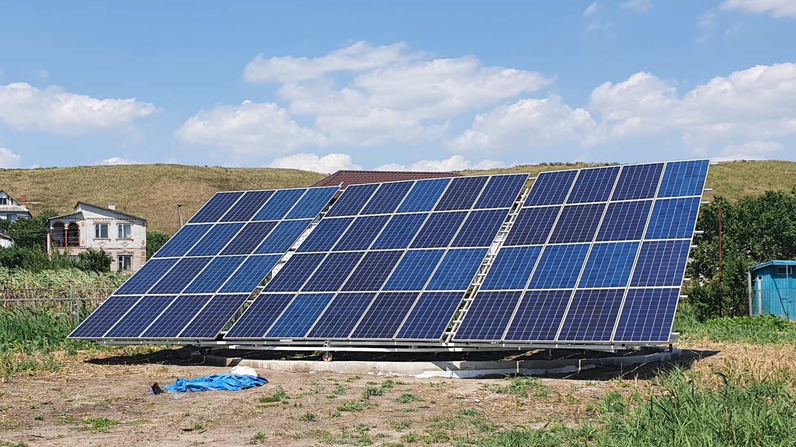 Поворотная солнечная электростанция AZOV KOLO — одноосный VSAT солнечный трекер 15кВт Украина Бердянск